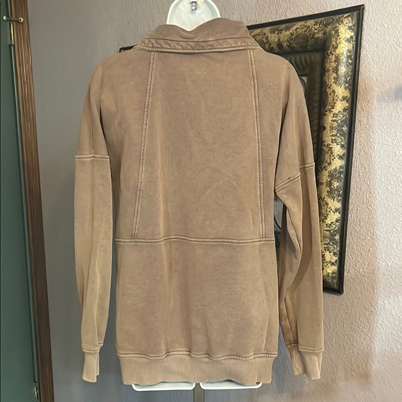 Michelle Mae Brown Zip-Up Jacket Knit kangaroo pockets Sz M - Picture 3 of 10